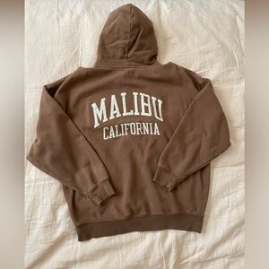 brandy melville brown malibu zip up hoodie